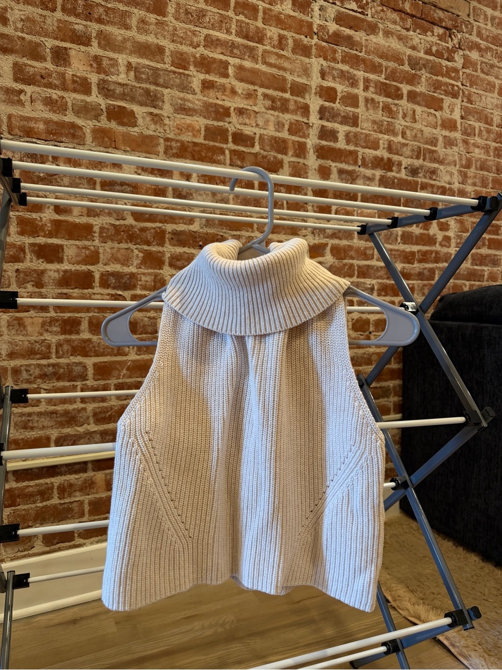 French Connection Cream Sleeveless Cowl Neck Sweater